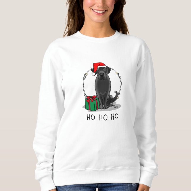 Sweatshirt Christmas Père Noël Black Labrador Retriever Cute (Devant)