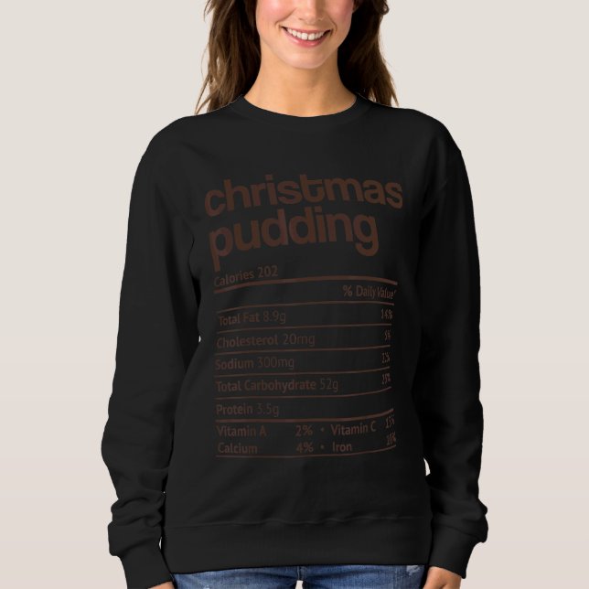 Sweatshirt Christmas Pudding Nutrition Fact Thanksgiving Chri (Devant)