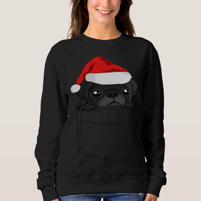 Sweatshirt Christmas Pug Dog In Your Pocket (Devant)