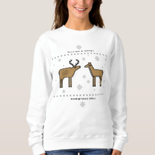 Sweatshirt Christmas Reindeer Couple Ajouter des noms et l'an