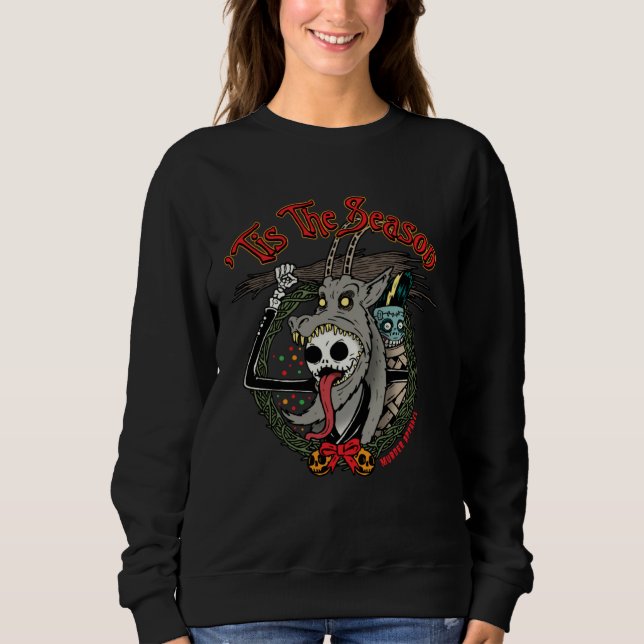 Sweatshirt Christmas Skeleton Krampus Horror Wreath (Devant)