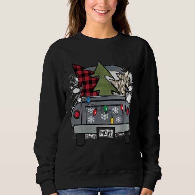 Sweatshirt Christmas Truck and Red Buffalo Plaid Holiday Tree (Devant)