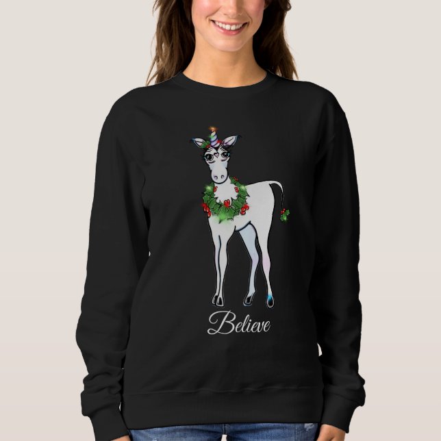 Sweatshirt Christmas Unicorn, croyez (Devant)