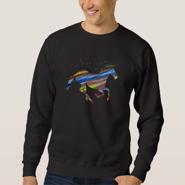 Sweatshirt Chromatic Abstract Horse Watercolor Art Horseback  (Devant)