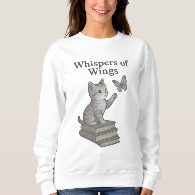 Sweatshirt Chuchotements d'ailes : Chat magique, Papillon & L (Devant)