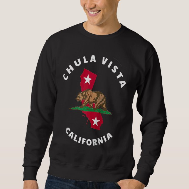 Sweatshirt Chula Vista California CA Flag and Bear Badge Souv (Devant)