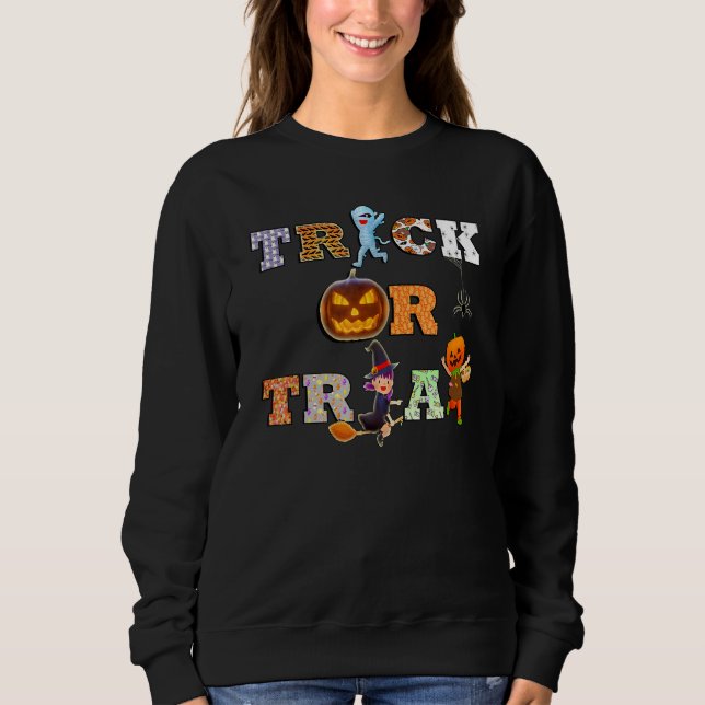 Sweatshirt Chute ou traitement Halloween (Devant)