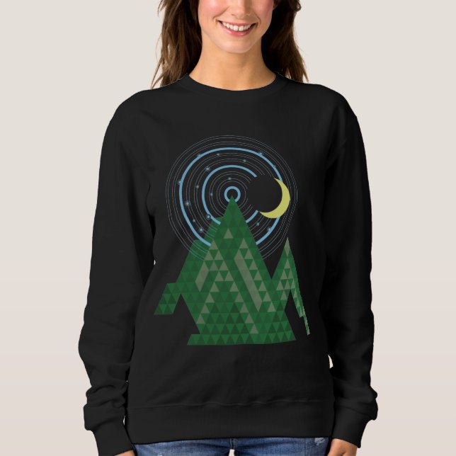 Sweatshirt ciel de lune croissant dans la montagne (Devant)