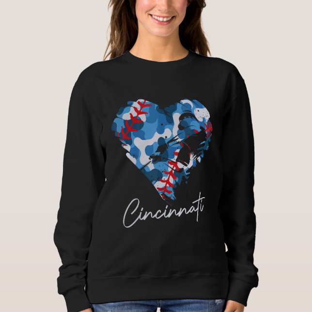 Sweatshirt Cincinnati Baseball Heart Camo Graphic Baseball Fa (Devant)