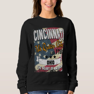 Sweatshirt Cincinnati Ohio Oh dévêtu Etat du drapeau américai