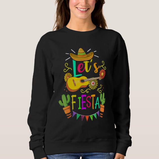Sweatshirt Cinco De Mayo Guitare Mexicaine Cactus (Devant)