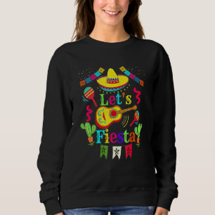 Sweatshirt Cinco De Mayo Guitare Mexicaine Cactus Lets Fiesta