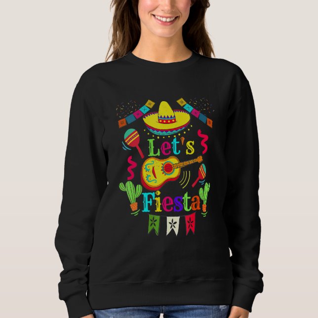 Sweatshirt Cinco De Mayo Guitare Mexicaine Cactus Lets Fiesta (Devant)