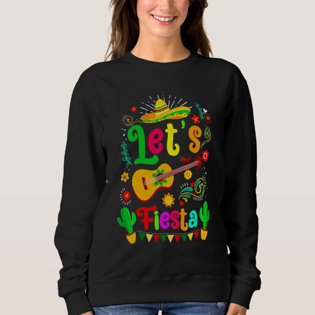 Sweatshirt Cinco De Mayo Guitare Mexicaine Lets Fiesta Cactus (Devant)