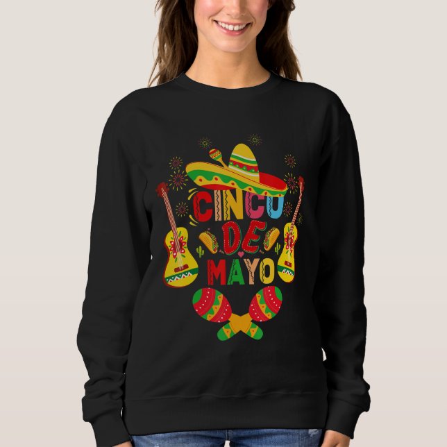 Sweatshirt Cinco De Mayo Mexican Guitar Cactus for Men Women  (Devant)