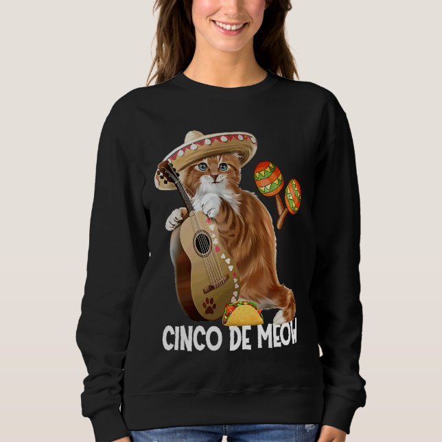 Sweatshirt Cinco De Meow  Costume de chat Cinco De Mayo (Devant)