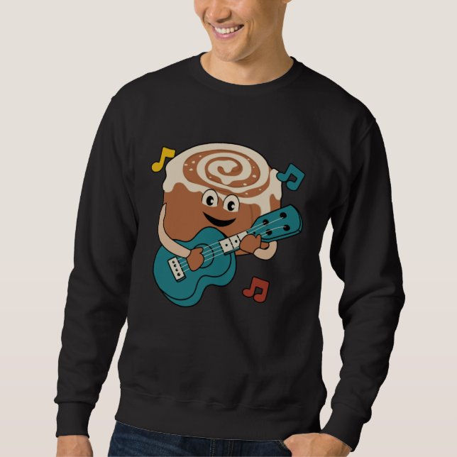 Sweatshirt Cinnamon Roll Ukulele Player Musician Clef (Devant)