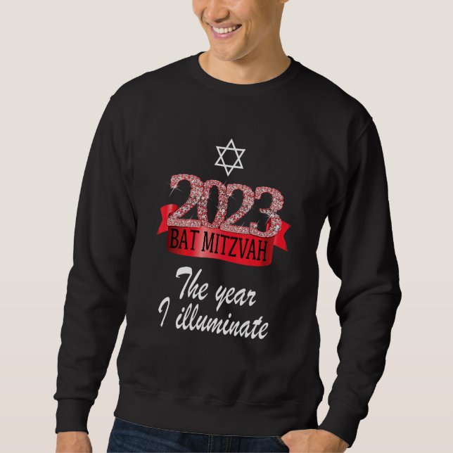 Sweatshirt Citation Bat mitzvah de décoration rouge noir 2023 (Devant)