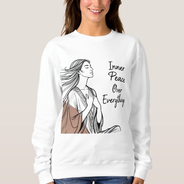 Sweatshirt Citation de méditation minimale "Paix intérieure a (Devant)