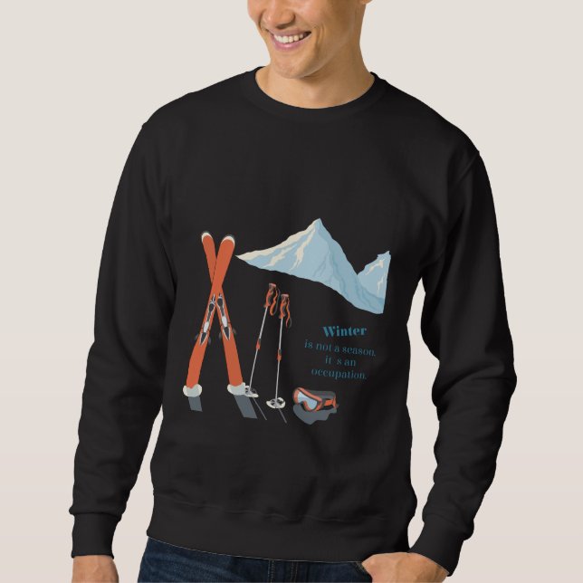 Sweatshirt Citation de ski d'hiver – Conception d'aventure en (Devant)