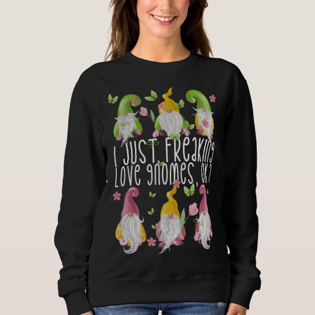 Sweatshirt Citation Floral Spring Gnome mignonne Gnome été (Devant)
