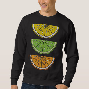 Sweatshirt Citron vert orange tranche Vintage de fruits de Ve