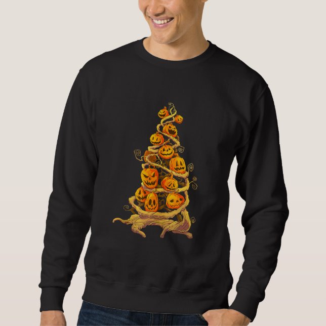 Sweatshirt Citrouille Arbre Patch Jackolantern Automne Hallow (Devant)