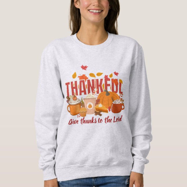 Sweatshirt Citrouille chrétien JE REMERCIE Thanksgiving (Devant)