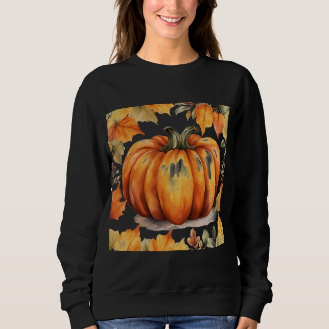 Sweatshirt Citrouille confortable pour automne & H (Devant)