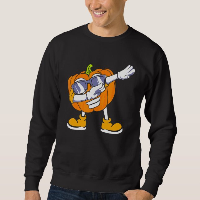 Sweatshirt Citrouille Dabbing Tête Halloween (Devant)