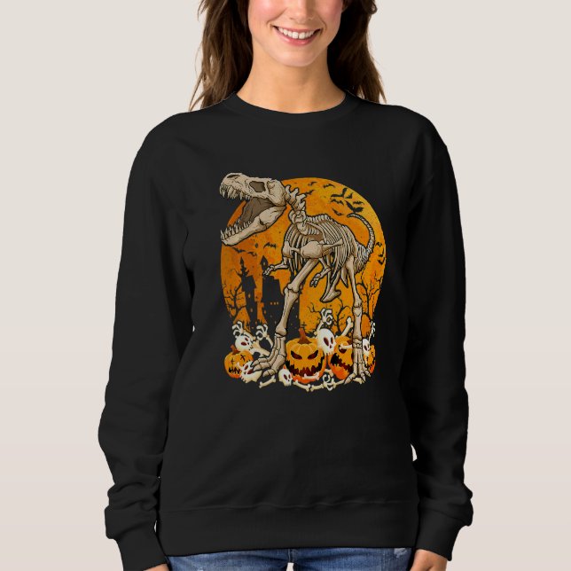 Sweatshirt Citrouille de squelette de dinosaure mignon avec l (Devant)