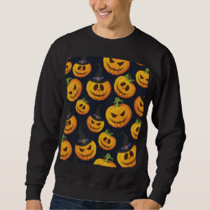 Sweatshirt Citrouille d'Halloween : Motif de sorcière Vintage