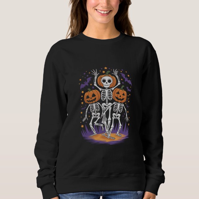 Sweatshirt Citrouille d'Halloween squelette dansant  (Devant)