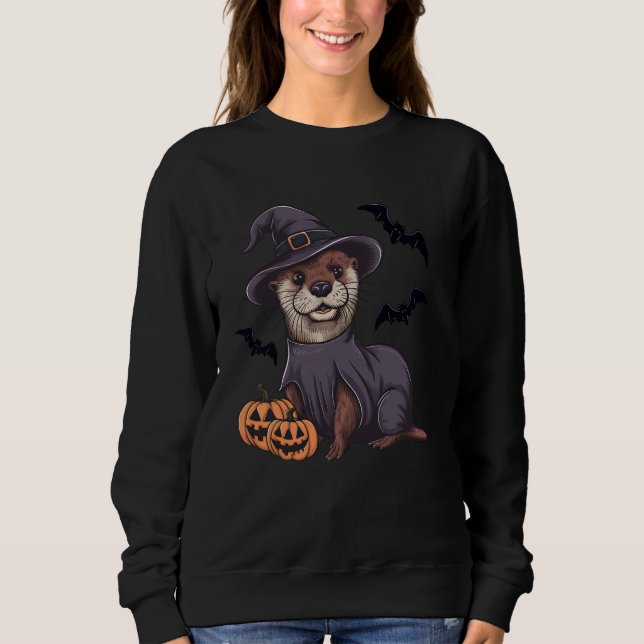 Sweatshirt Citrouille effrayant Bat Drôle Sorcière Casquette  (Devant)