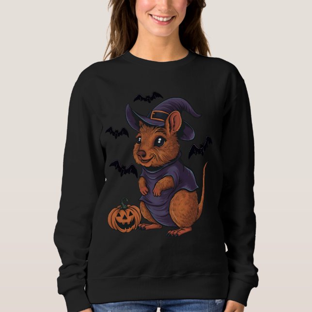 Sweatshirt Citrouille effrayant Bat Drôle Sorcière Casquette  (Devant)