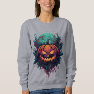 Sweatshirt Citrouille éffrayant en Pleine lune