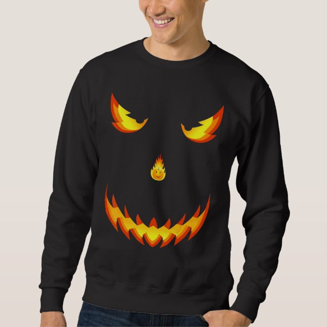 Sweatshirt Citrouille effrayante sculptée Jack O Lantern pour (Devant)