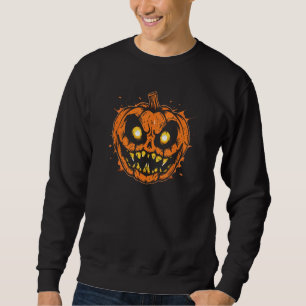 Sweatshirt Citrouille effrayante sculptée visage Jack O Lante