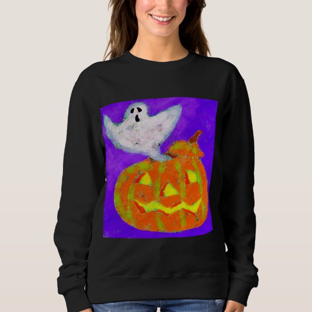 Sweatshirt Citrouille fantôme Art d'Halloween Abstrait à port (Devant)