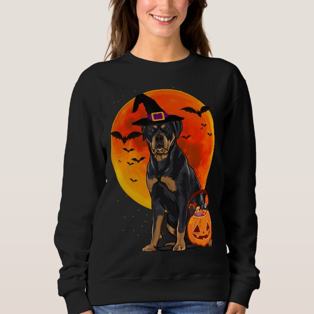 Sweatshirt Citrouille Halloween Rottweiler Jack-o'-lantern (Devant)