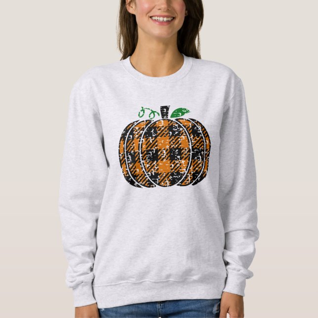 Sweatshirt Citrouille Plaid Automne (Devant)