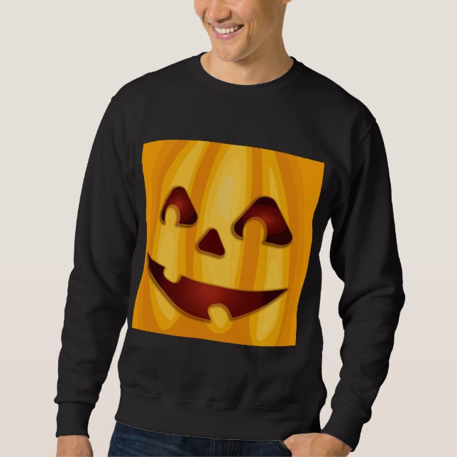Sweatshirt Citrouille sculpté souriant design Halloween (Devant)