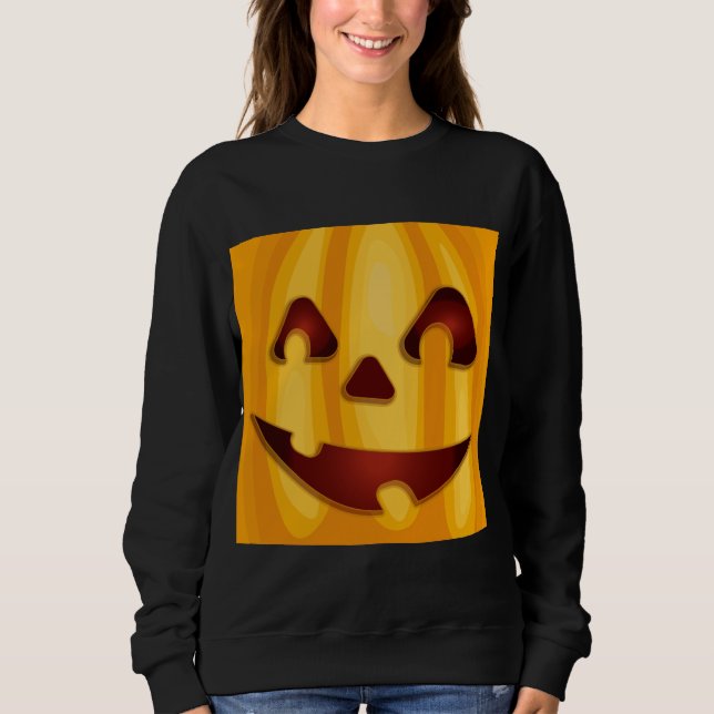 Sweatshirt Citrouille sculpté souriant design Halloween (Devant)