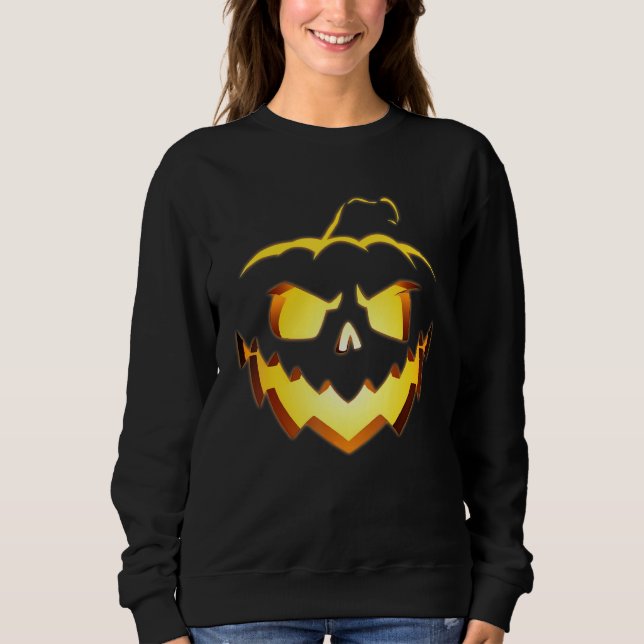 Sweatshirt Citrouille sculptée effrayante visage de Jack O La (Devant)