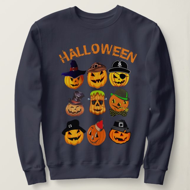 Sweatshirt Citrouille taillé sur mesure Jack Lantern Hallowee (Design devant)