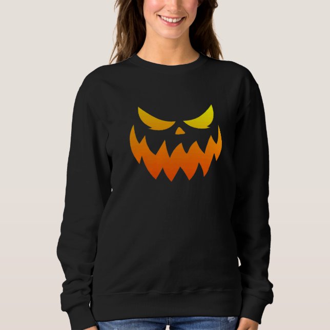 Sweatshirt Citrouille Visage de Jack O Lantern Orange Mignon  (Devant)