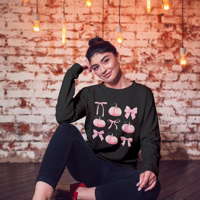 Sweatshirt Citrouilles d'Halloween Coquette rose (Créateur téléchargé)