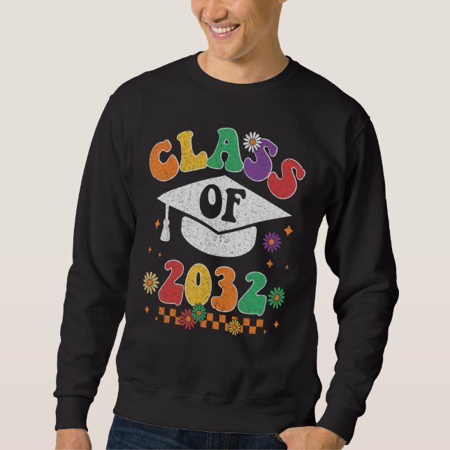Sweatshirt Class Of 2032 Grow With Me Pre K Graduate Groovy R (Devant)