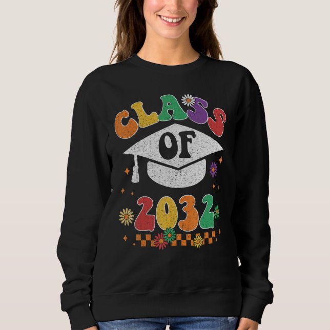 Sweatshirt Class Of 2032 Grow With Me Pre K Graduate Groovy R (Devant)