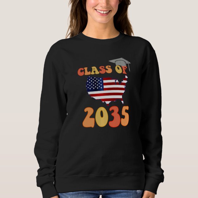 Sweatshirt Class of 2035 Grow With Me First Day of School Gra (Devant)